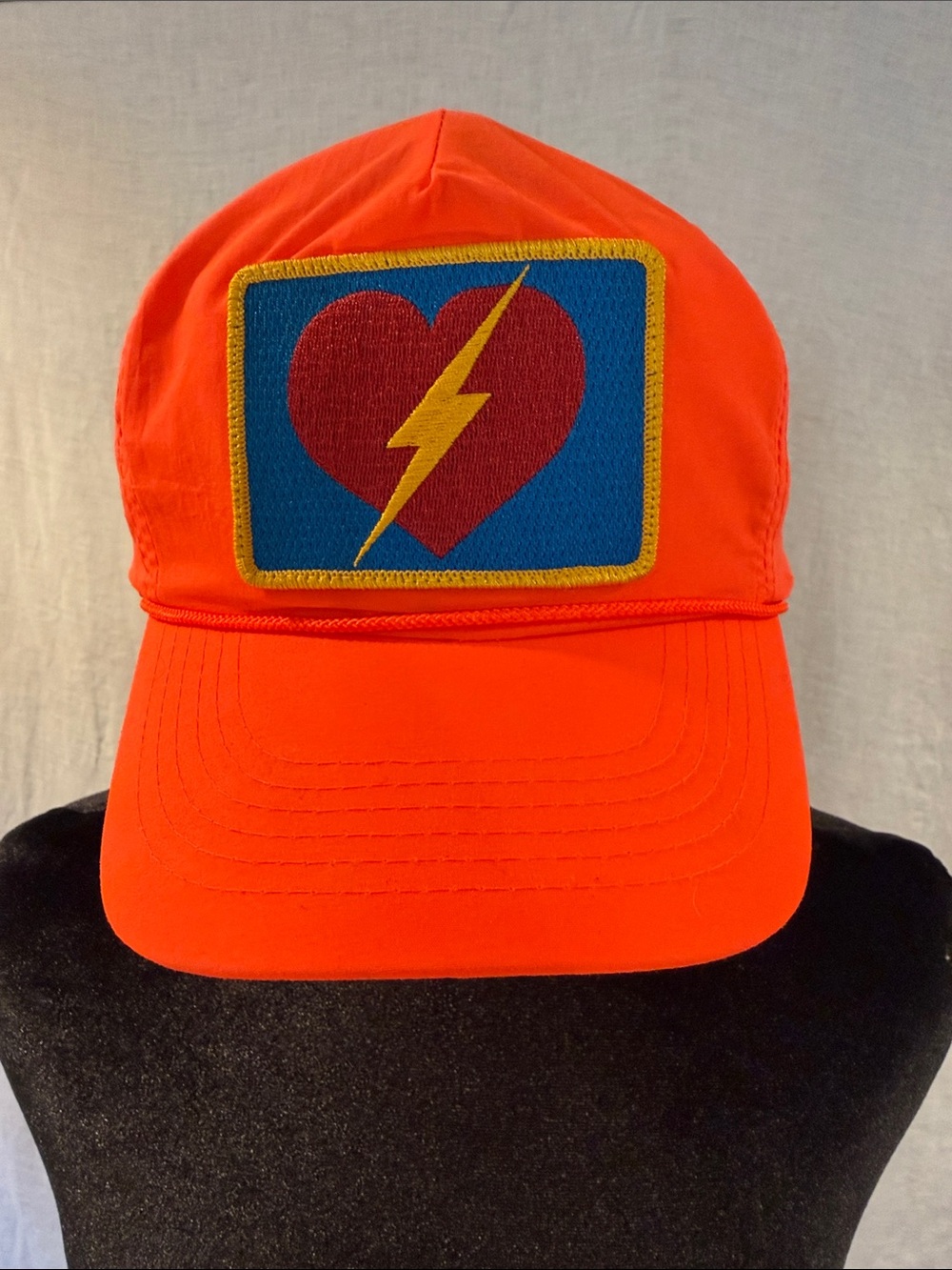 Aviator Nation Neon Orange Snapback Cap with Embroidered 'AV' Accent